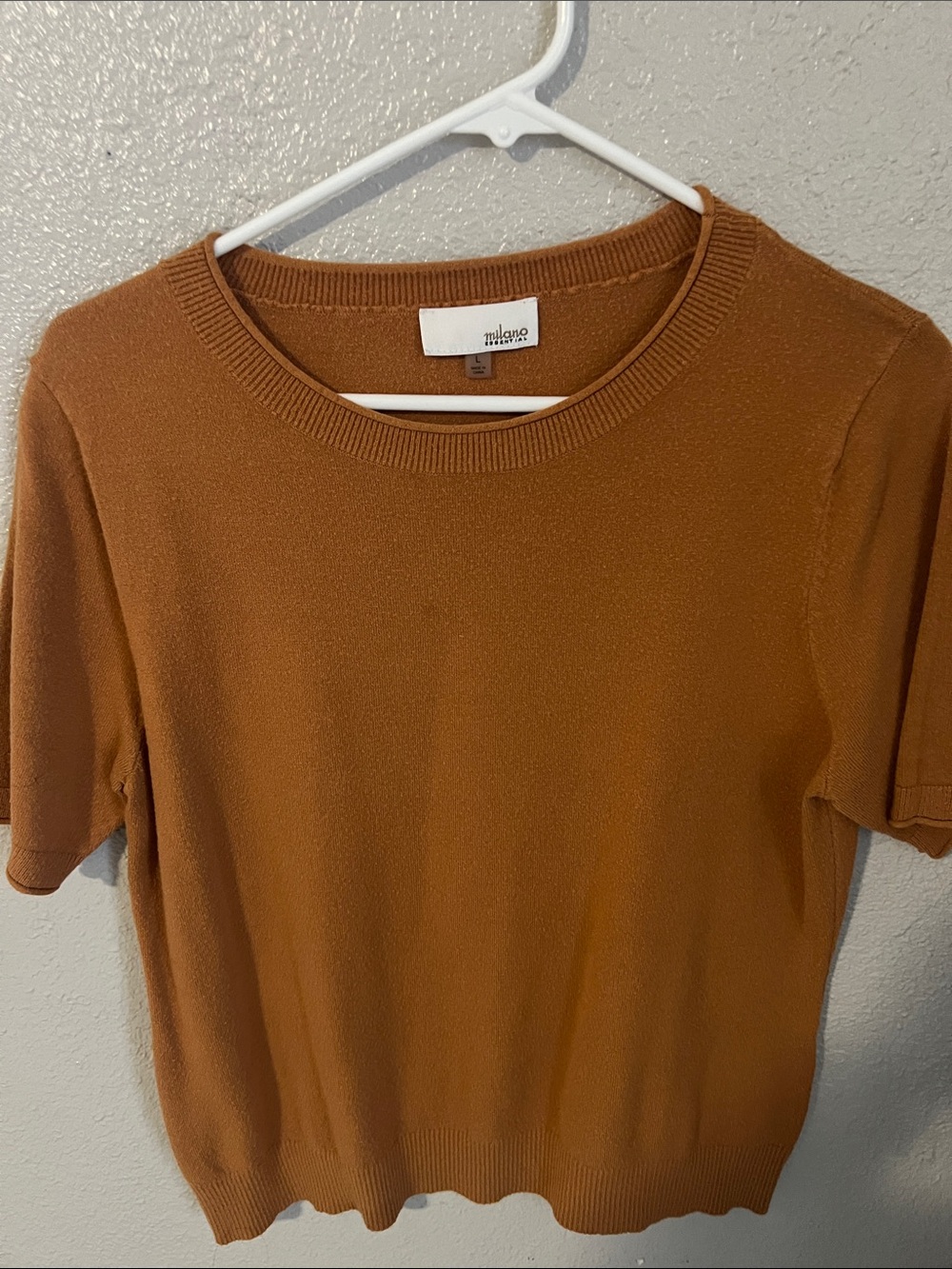 Milano Short Sleeve Knit Tee in Burnt Orange